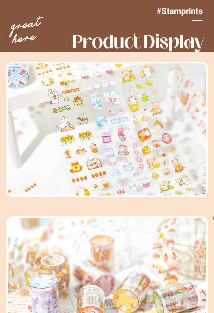 5Cartoon Rabbit & Bear PET Decorative Tape1