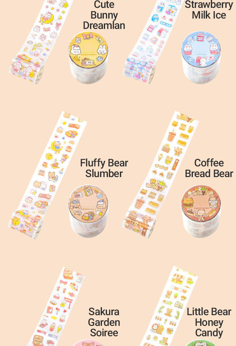 5Cartoon Rabbit & Bear PET Decorative Tape5