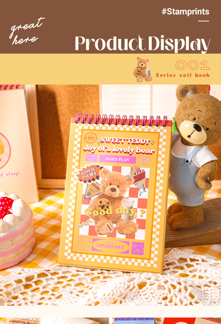 5Cartoon Student Coil Planner Notebook- Bear Cake1