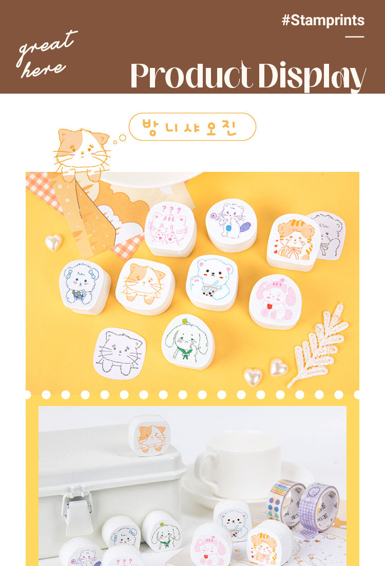 5Cat and Dog Cute Cartoon Animal Shaped Rubber Stamp1