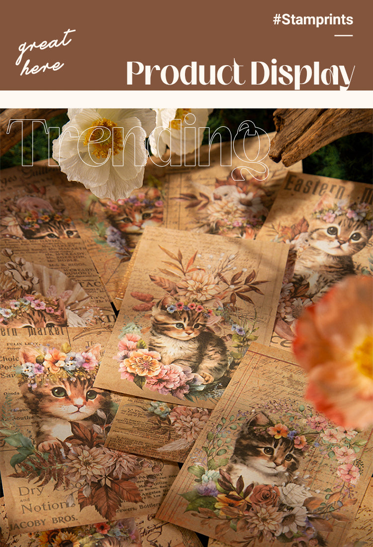 5Cat and Flower Scrapbook Paper1