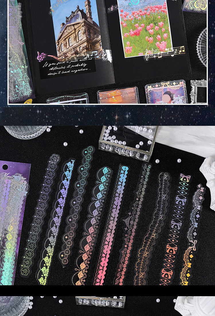 5Chain Holographic PET Stickers - Lace, Butterfly, Music, Moon2