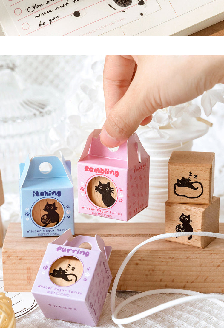 5Childlike Cartoon Cute Cat Wooden Rubber Stamp3