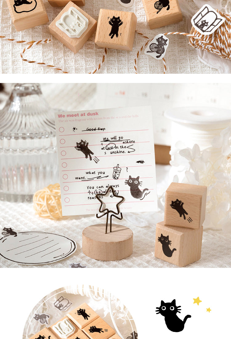 Ready Made Rubber Stamp - Cute Cartoon Style Scrapbook Stamp Set