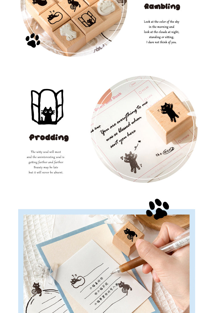 5Childlike Cartoon Cute Cat Wooden Rubber Stamp8
