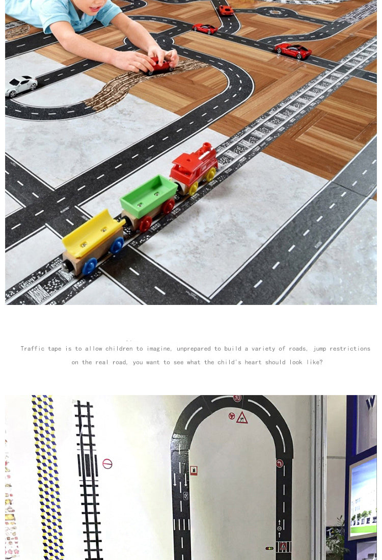 5Children's Cartoon DIY Traffic Railway Road Washi Tape3