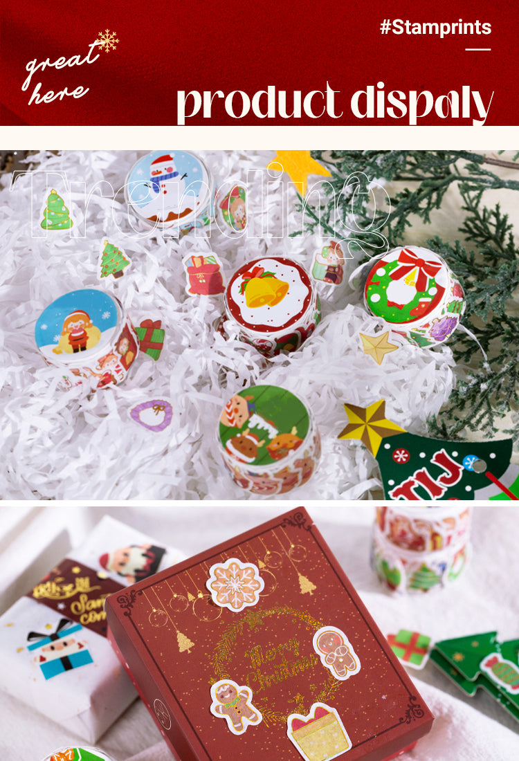 5Christmas Cartoon Washi Stickers - Reindeer, Girl, Food, Tree, Snow1