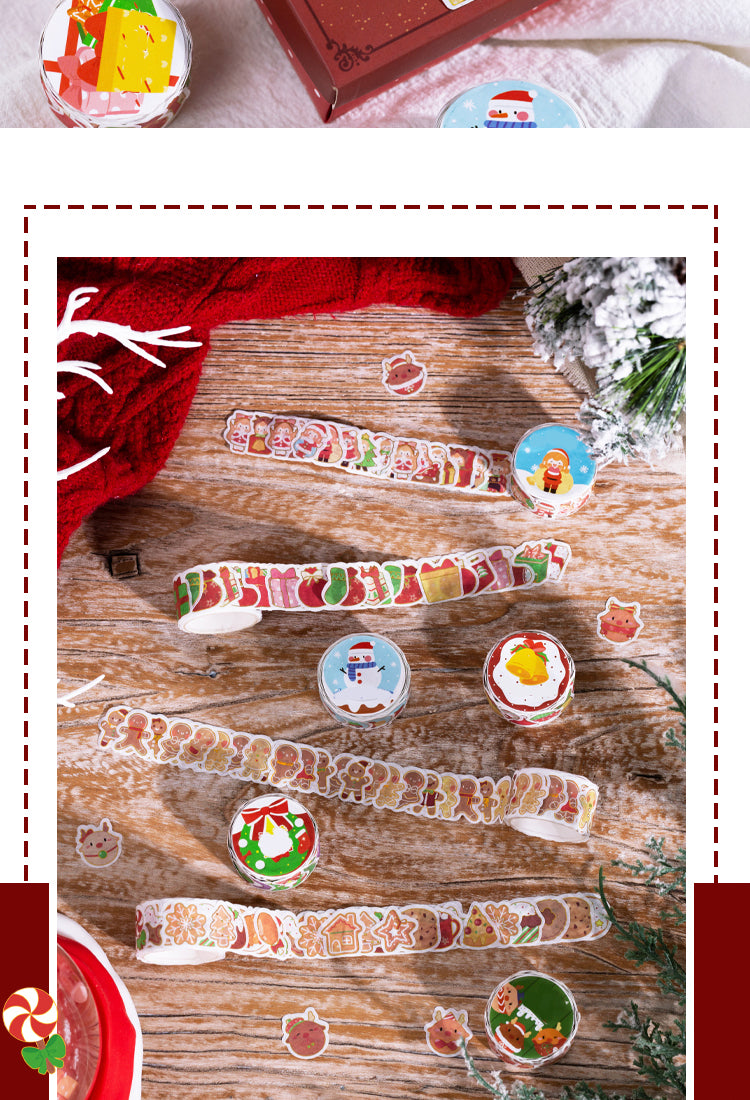 5Christmas Cartoon Washi Stickers - Reindeer, Girl, Food, Tree, Snow2
