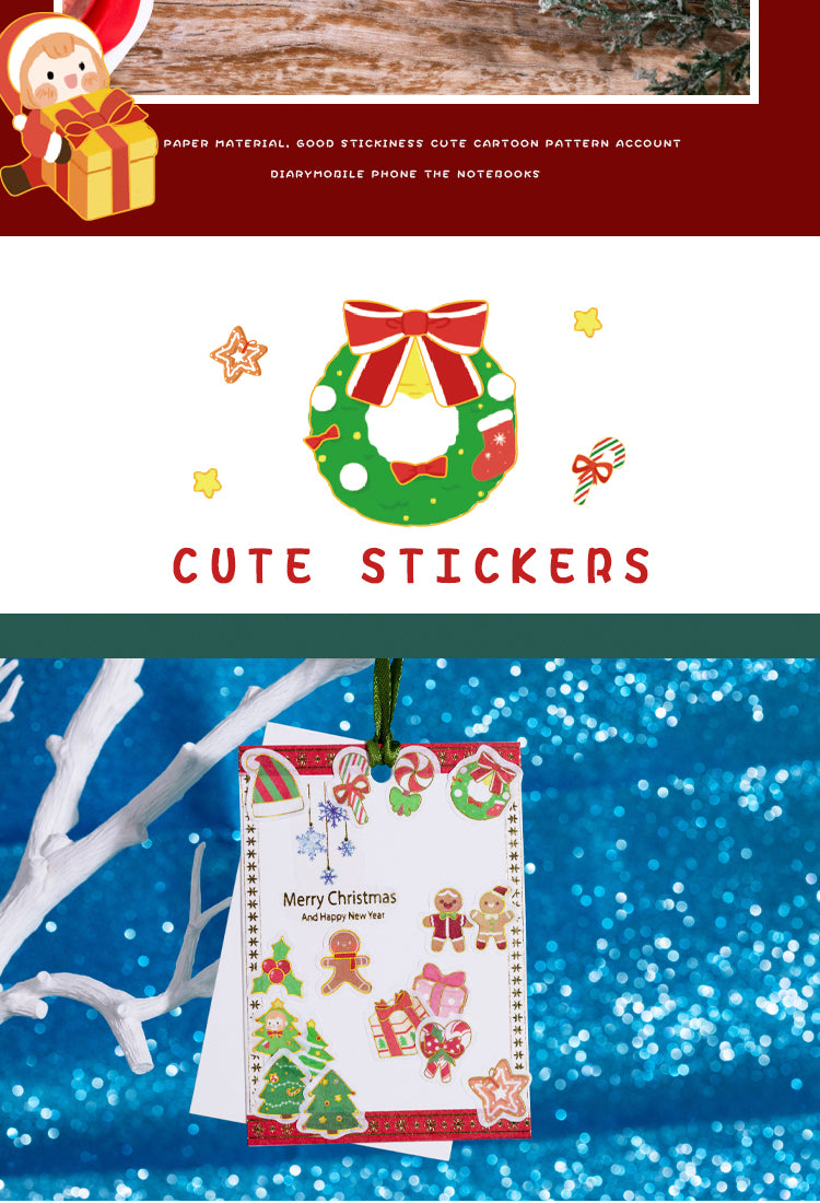 5Christmas Cartoon Washi Stickers - Reindeer, Girl, Food, Tree, Snow3