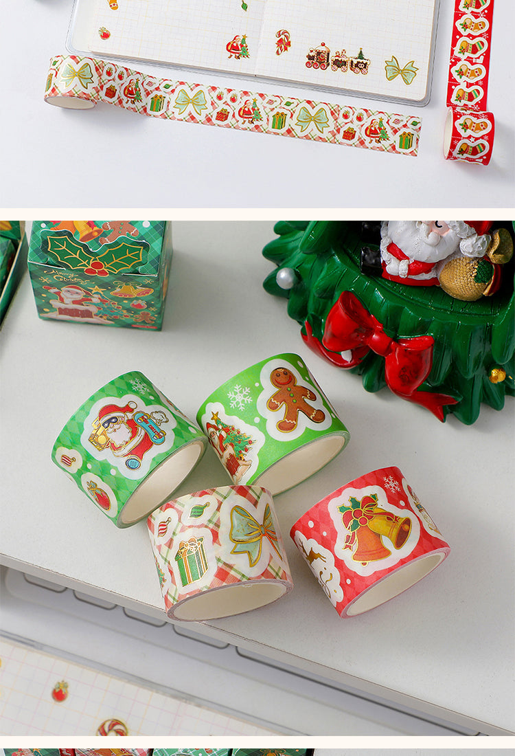 5Christmas Cartoon Washi Tape - Santa Claus, Sock, Gift, Train3
