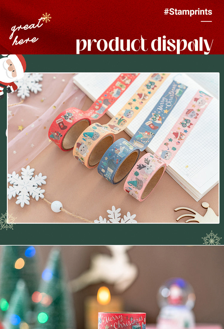 Tape - Christmas Cat and Animal Washi Tape Set (4 Rolls)