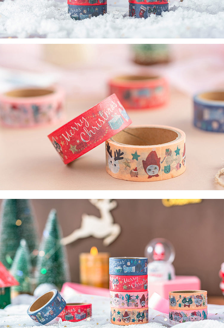 5Christmas Cat and Animal Washi Tape Set (4 Rolls)3