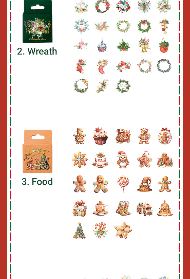 5Christmas Coated Paper Sticker - Snowman, Wreath, Food, House7