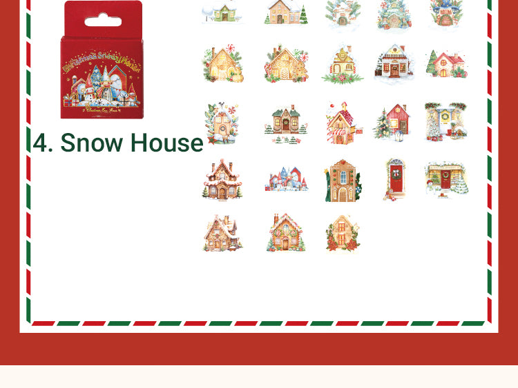 5Christmas Coated Paper Sticker - Snowman, Wreath, Food, House8