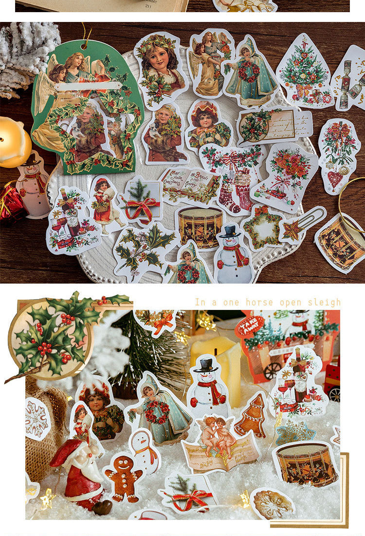 5Christmas Gold Foil Coated Paper Stickers - Labels, Stamps, Wreaths, Dinner Party, Desserts, Angels11