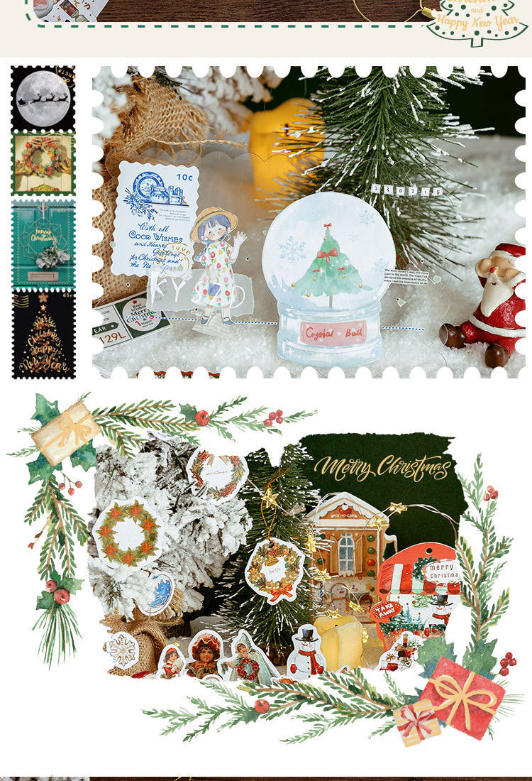 5Christmas Gold Foil Coated Paper Stickers - Labels, Stamps, Wreaths, Dinner Party, Desserts, Angels3
