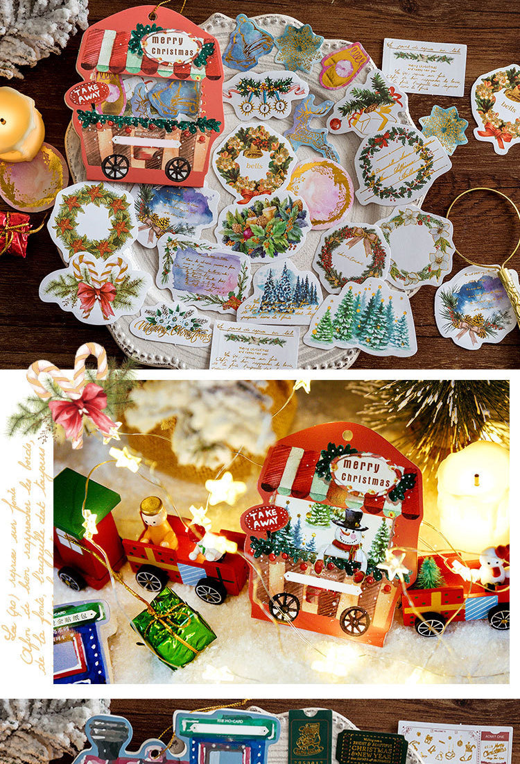 5Christmas Gold Foil Coated Paper Stickers - Labels, Stamps, Wreaths, Dinner Party, Desserts, Angels4