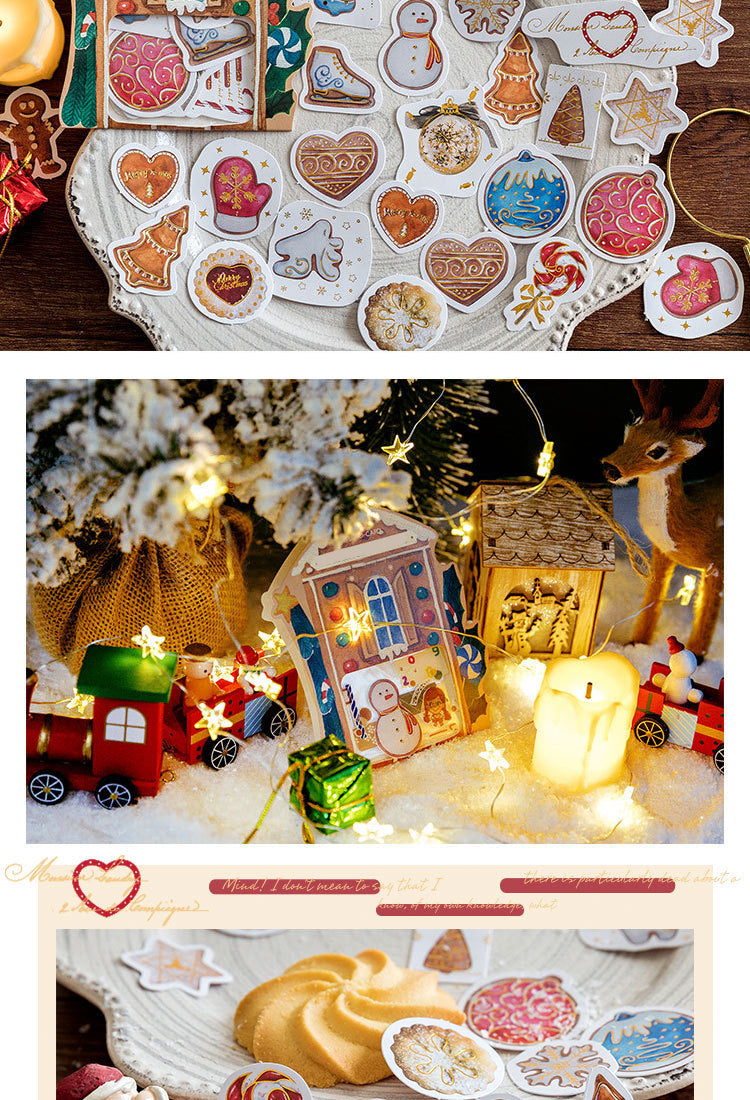 5Christmas Gold Foil Coated Paper Stickers - Labels, Stamps, Wreaths, Dinner Party, Desserts, Angels7