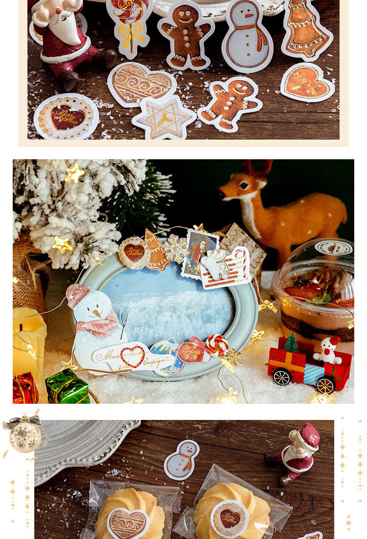 5Christmas Gold Foil Coated Paper Stickers - Labels, Stamps, Wreaths, Dinner Party, Desserts, Angels8