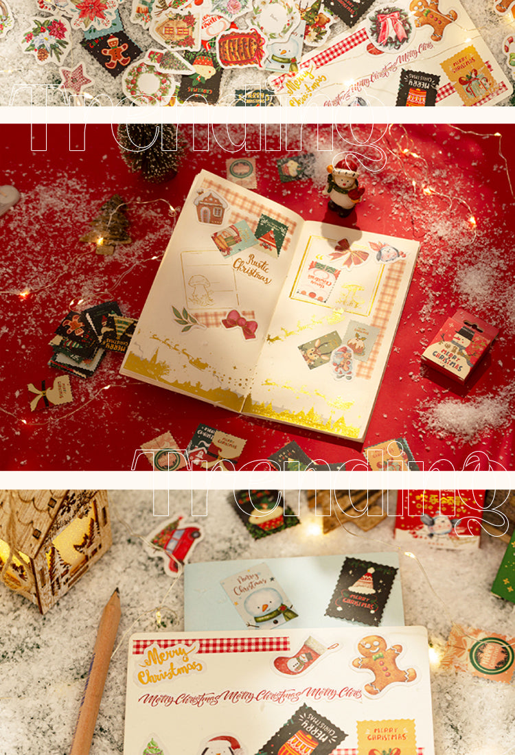 5Christmas Gold Foil Coated Stickers - Penguin, Stamp, Desserts2
