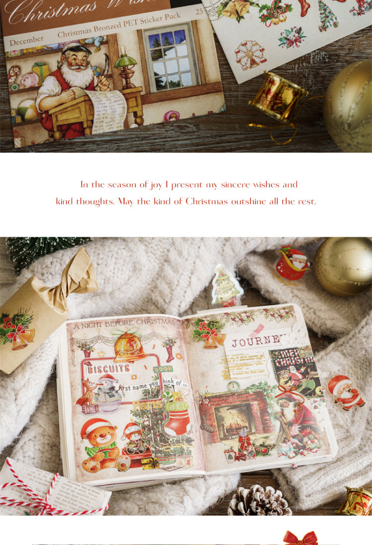 5Christmas Gold Foil PET Stickers - Plants, Greetings, Wreaths, Snowmen, Animals3
