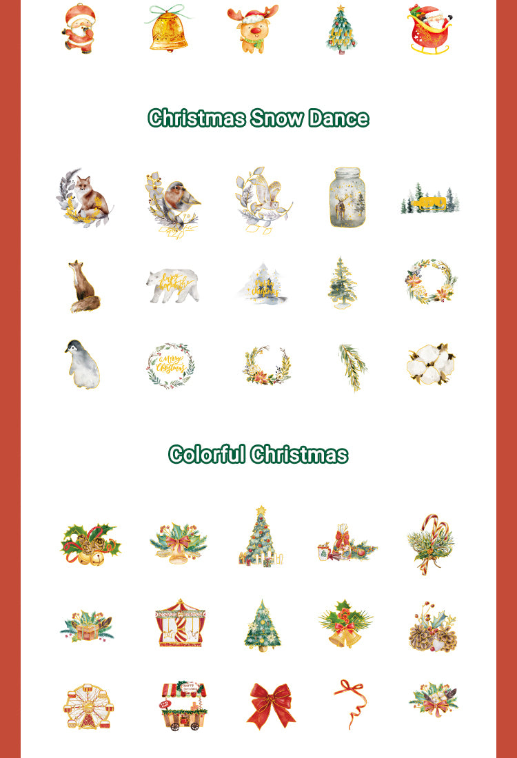 5Christmas Gold Foil PET Stickers - Plants, Greetings, Wreaths, Snowmen, Animals7