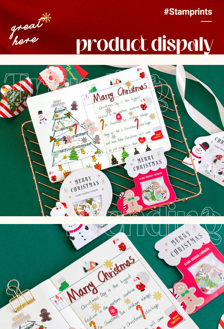 5Christmas Gold Foil Stickers - Santa Claus, Gingerbread Man, Snowman1