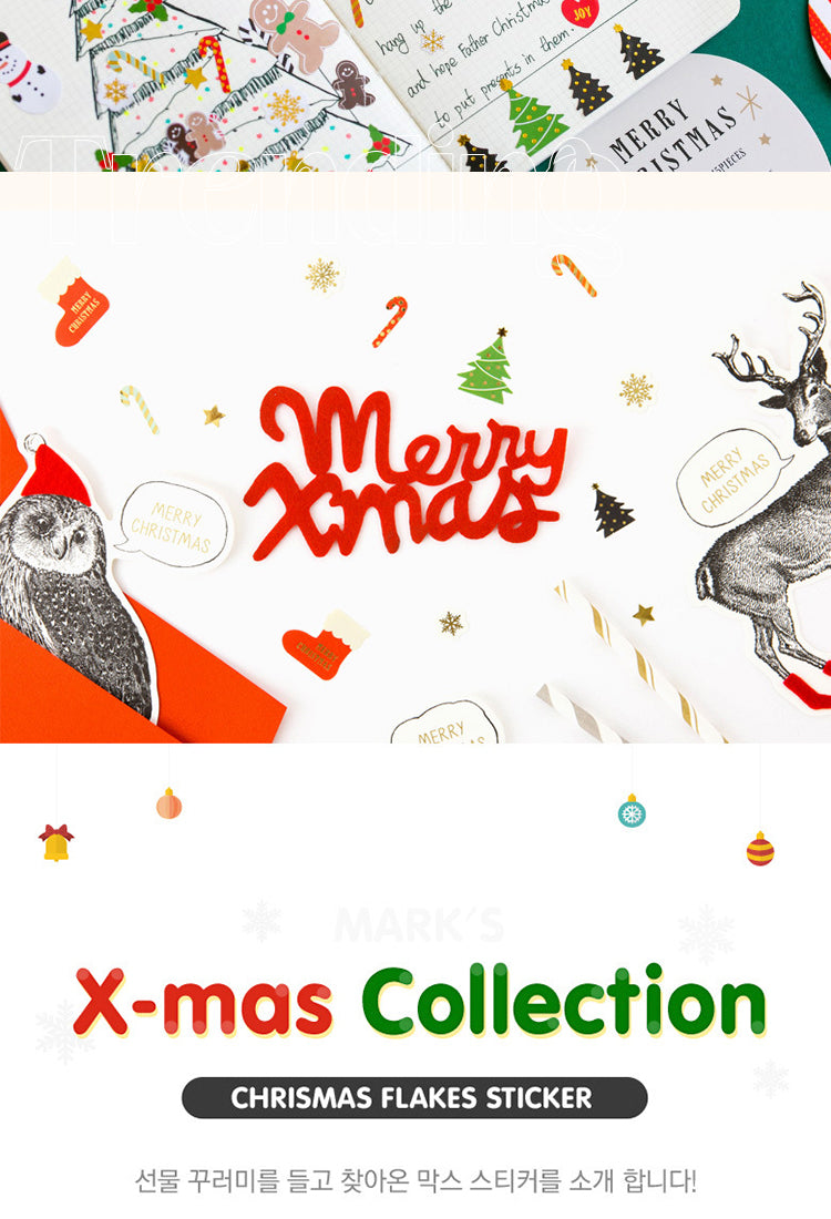5Christmas Gold Foil Stickers - Santa Claus, Gingerbread Man, Snowman2