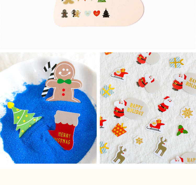5Christmas Gold Foil Stickers - Santa Claus, Gingerbread Man, Snowman6