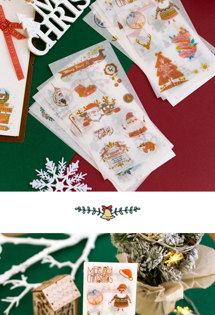 5Christmas Gold Foil Washi Sticker Sheets - Trees, Santa Claus4