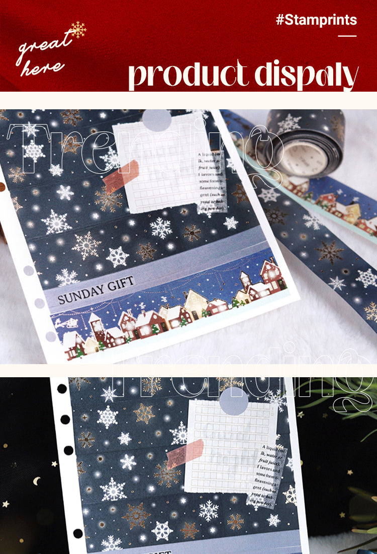 5Christmas Gold Foil Washi Tape - Snowflake, Dinner Party, Flags, Tree1