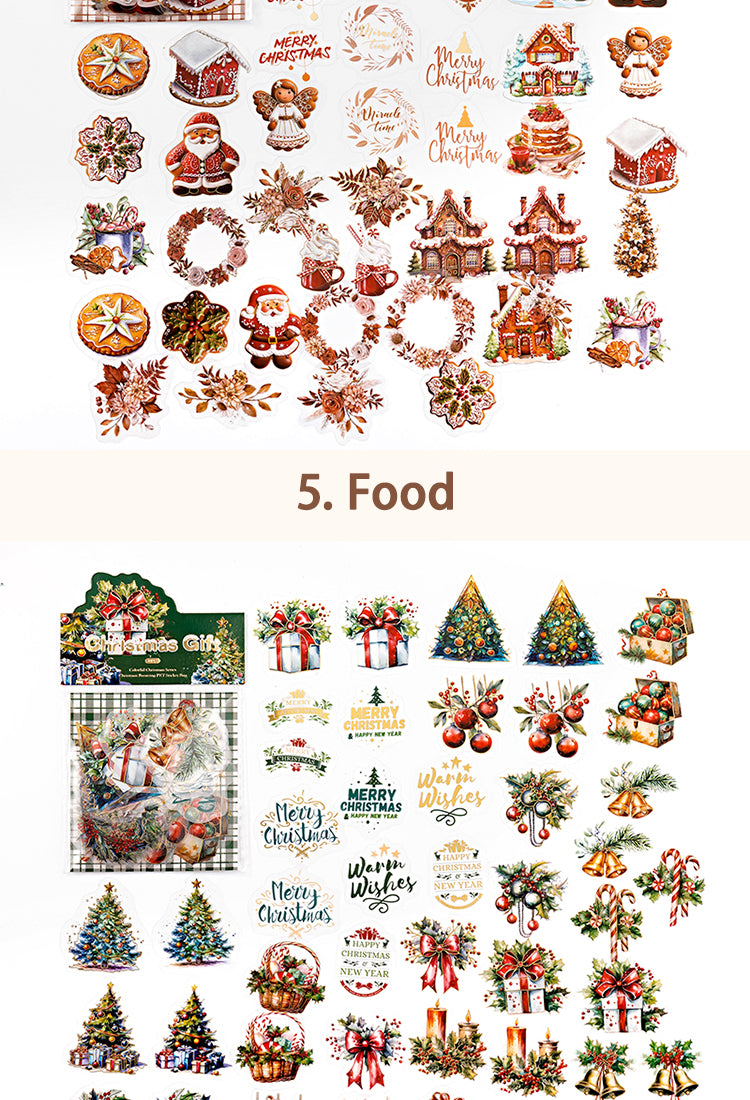 5Christmas PET Hot Stamping Gold Stickers - Wreath, Food, Gift12