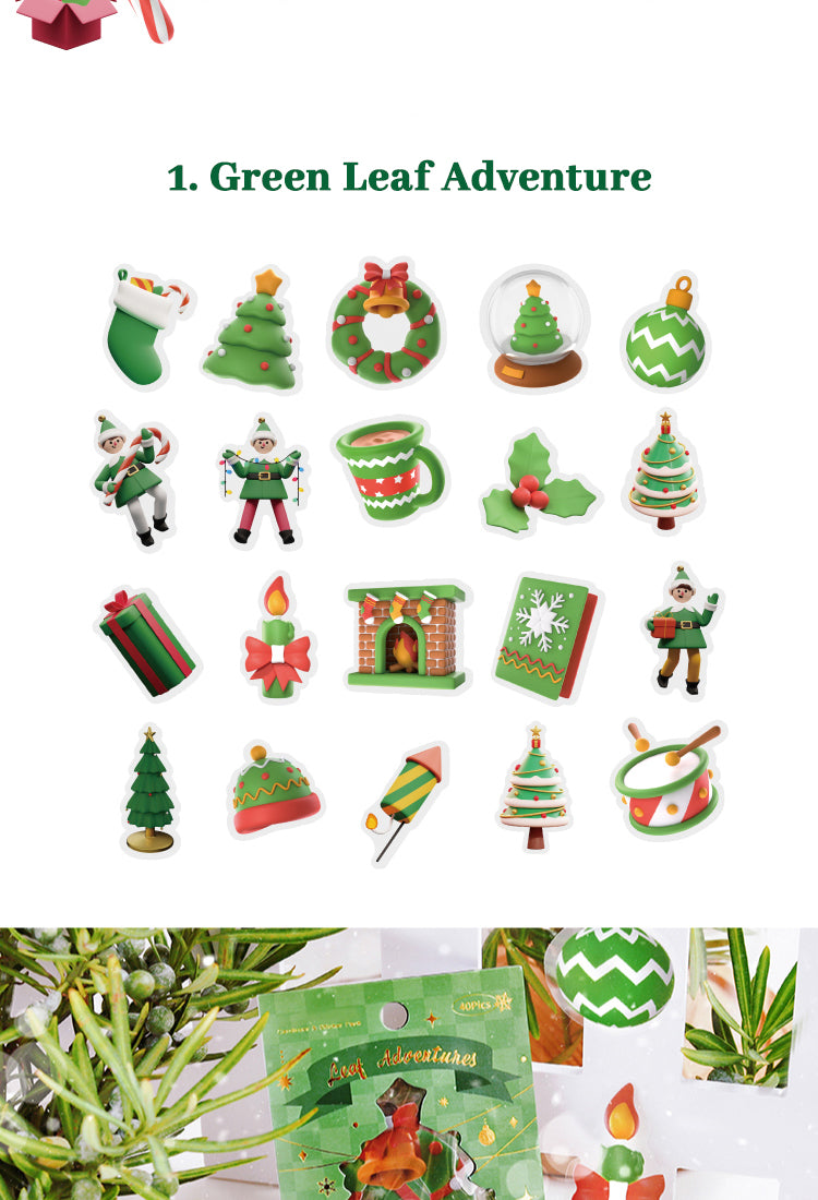 5Christmas PET Stickers - Snowman, Gifts, Bells, Tree, Food4
