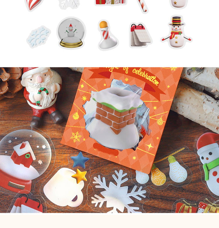 5Christmas PET Stickers - Snowman, Gifts, Bells, Tree, Food8
