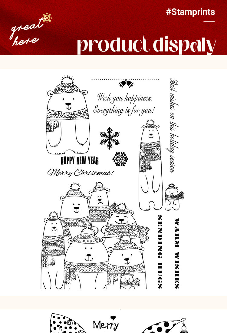 5Christmas Silicone Rubber Stamps - Greetings, Animals, Characters1