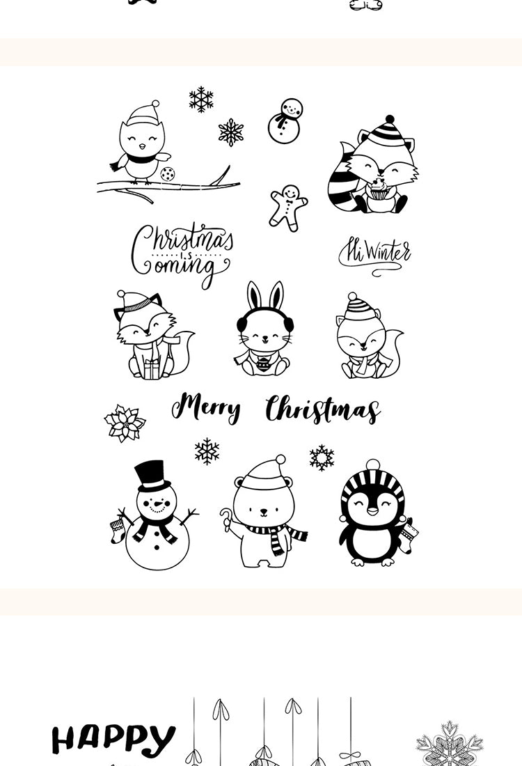 5Christmas Silicone Rubber Stamps - Greetings, Animals, Characters4