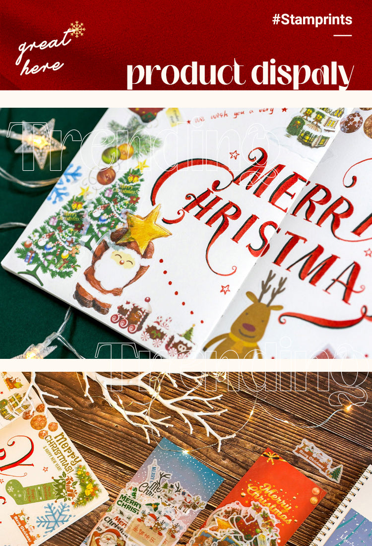 5Christmas Washi Stickers - Tree, Snowflake, Snowman, Reindeer, Santa Claus, Greetings1
