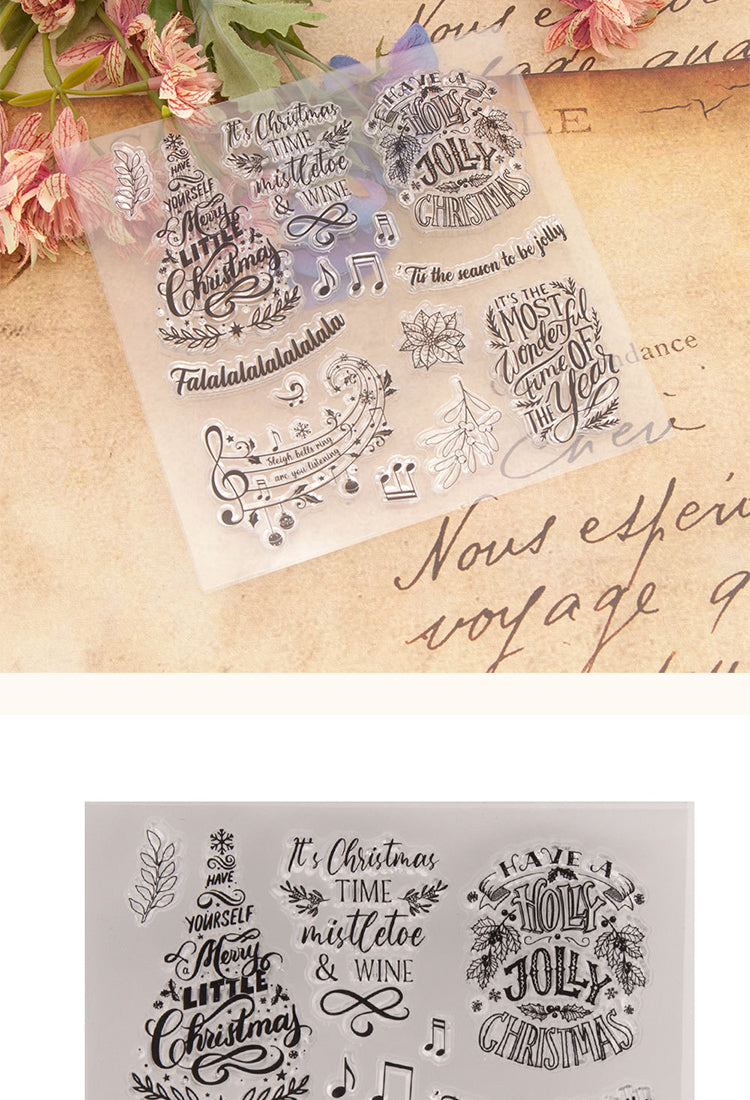 5Christmas Words and Text Clear Silicone Rubber Stamps2