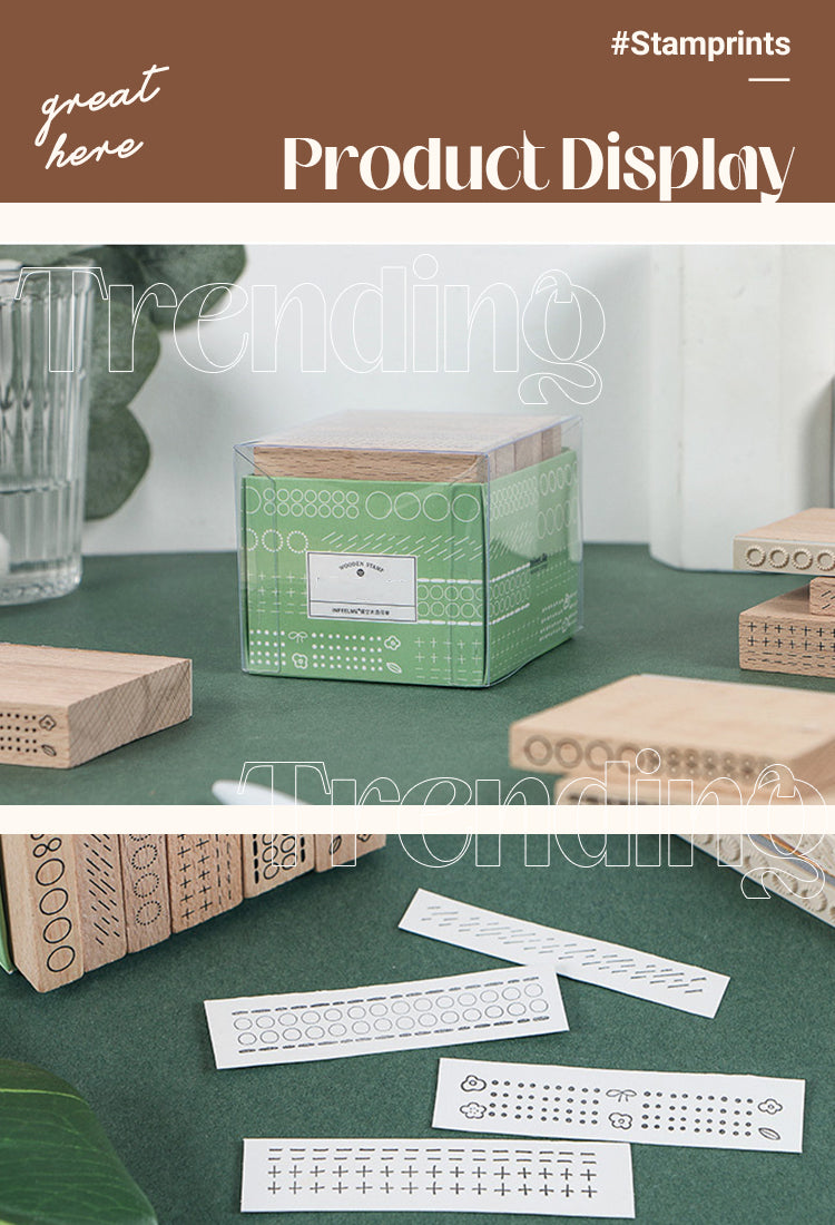 5Circle & Dots Geometric Wooden Rubber Stamp Set1