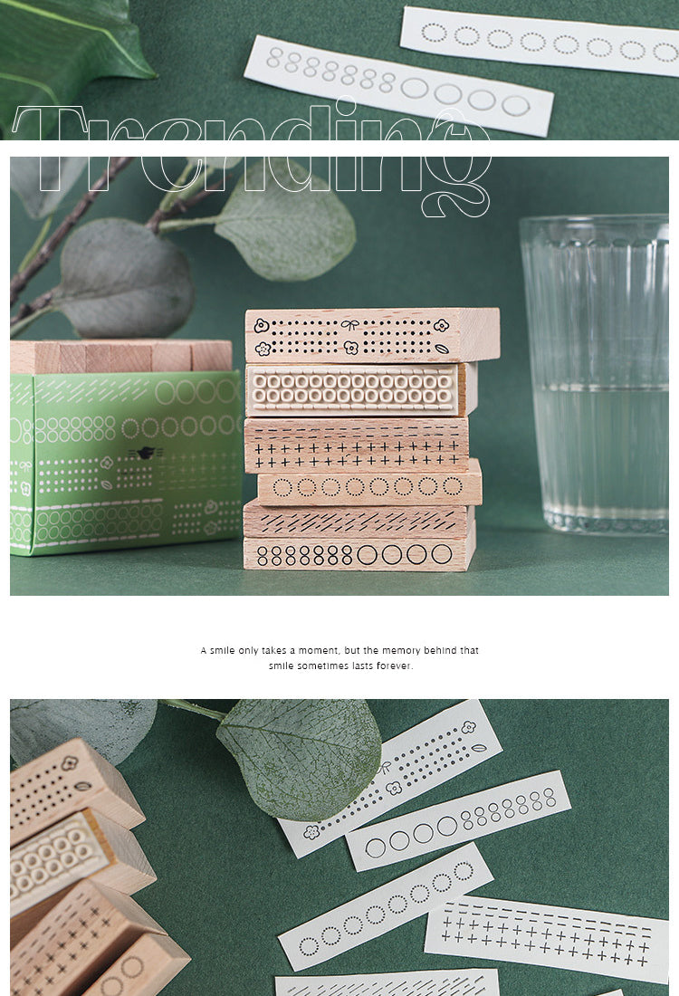 5Circle & Dots Geometric Wooden Rubber Stamp Set2