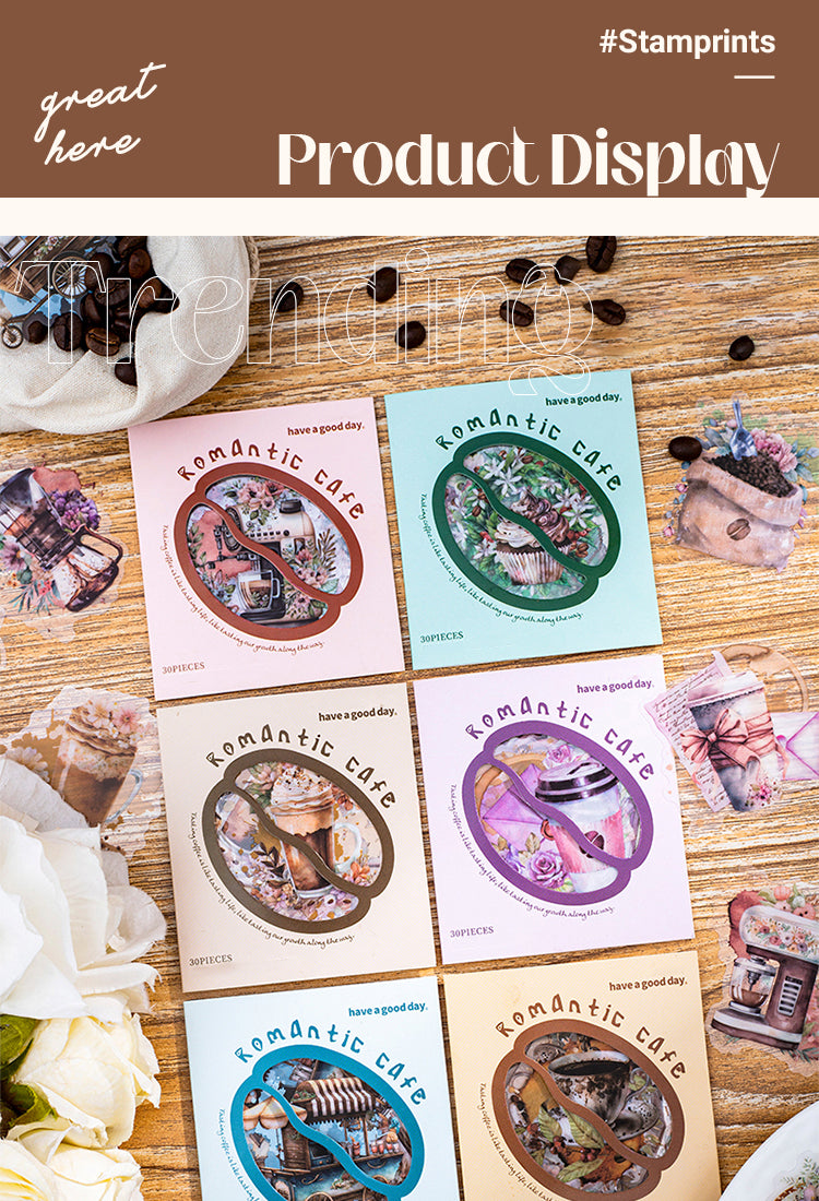 5Coffee Shop-themed PET Stickers1