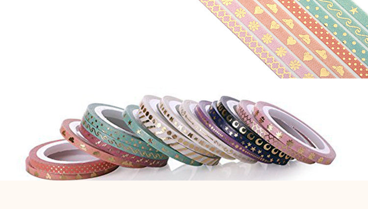 Color Foil Stamping Extra Fine Washi Tape Set - 6 Rolls/Set