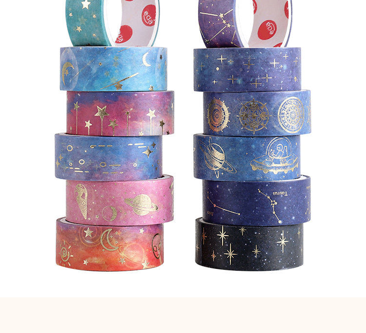 5Cosmic Starry Sky Foil Washi Tape Set (12 Rolls)2