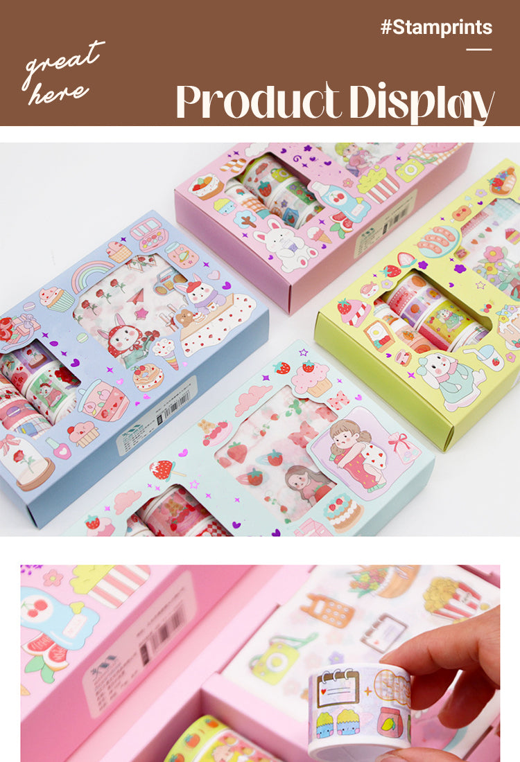 5Countryside Cartoon Style Rabbit and Girl Gift Box Scrapbook Kit1