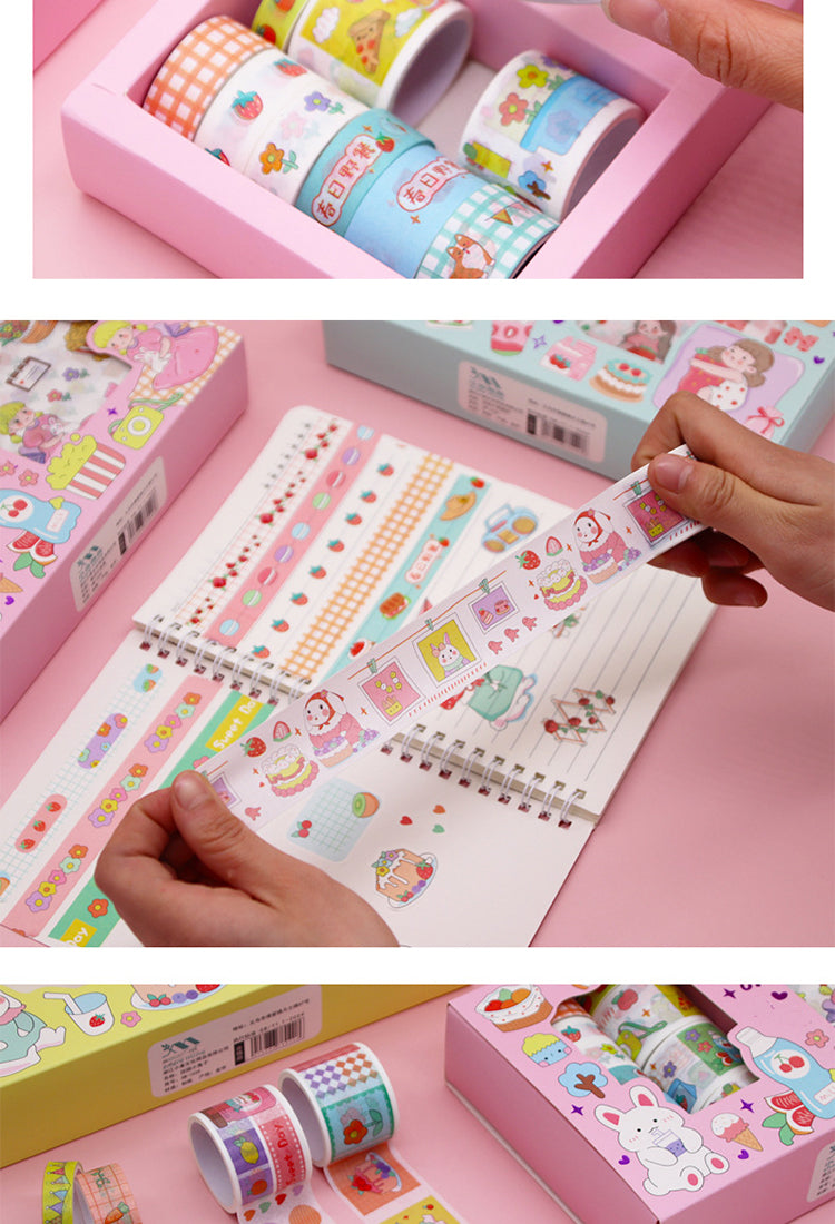 5Countryside Cartoon Style Rabbit and Girl Gift Box Scrapbook Kit2