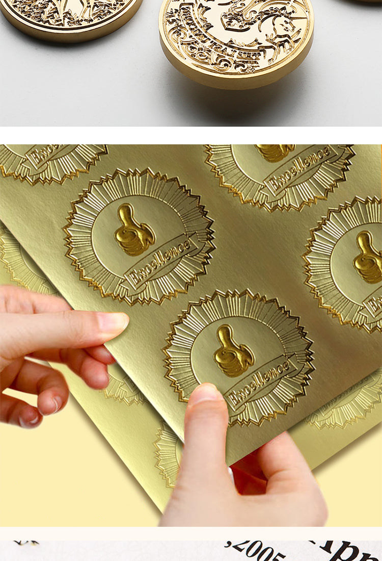 Embossed Gold Foil Certificate Seals - Excellence, Macao