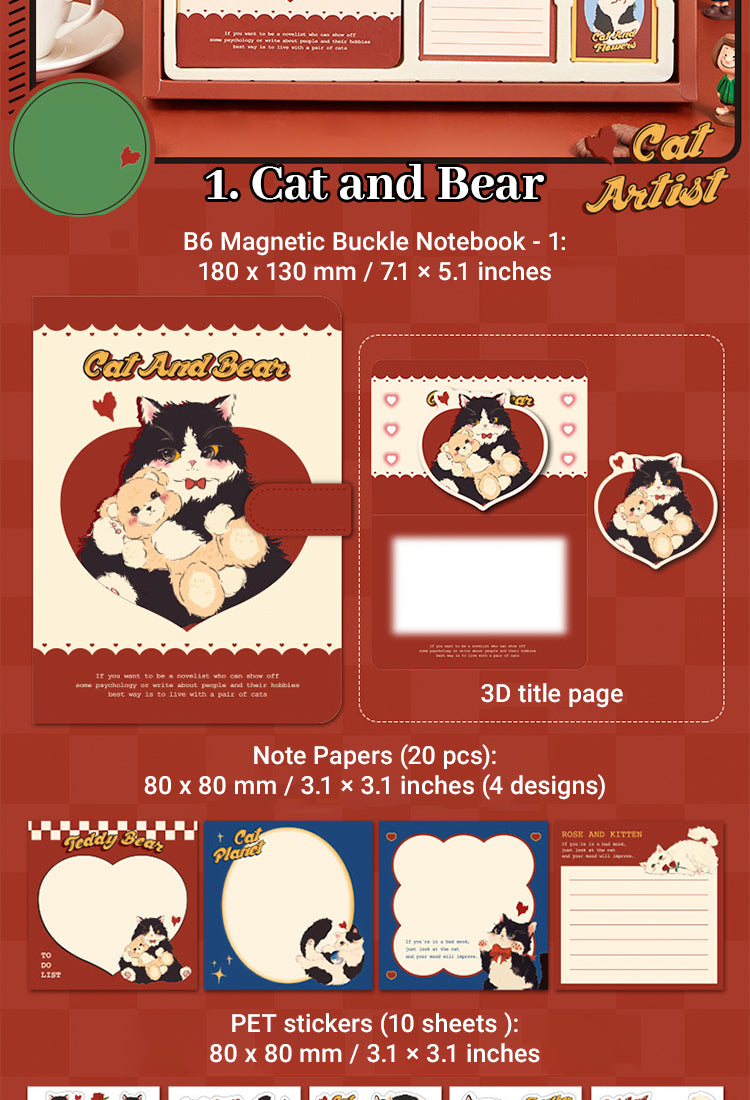 5Cute Cartoon Animal Series Kitty Journal Gift Box Set5