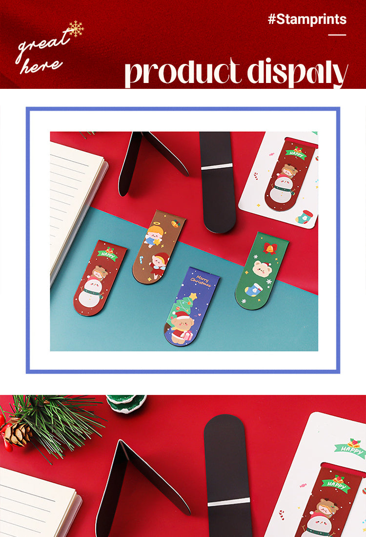 5Cute Cartoon Christmas Magnetic Bookmarks1