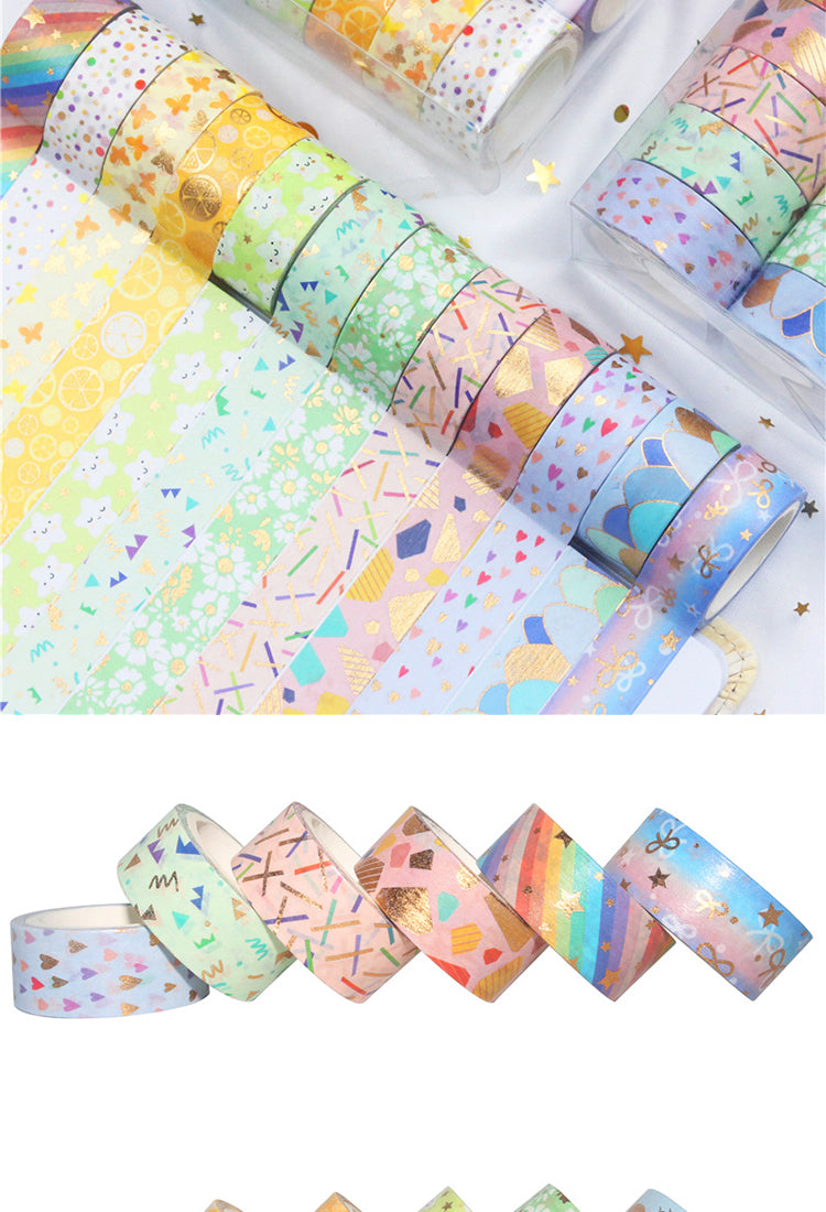 5Cute Cartoon Foil Stamped Basic Washi Tape Set (12 Rolls)2