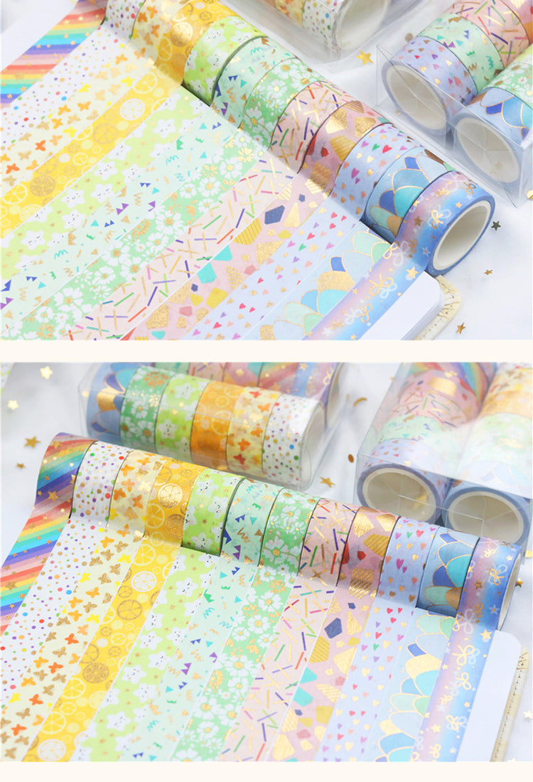 5Cute Cartoon Foil Stamped Basic Washi Tape Set (12 Rolls)4